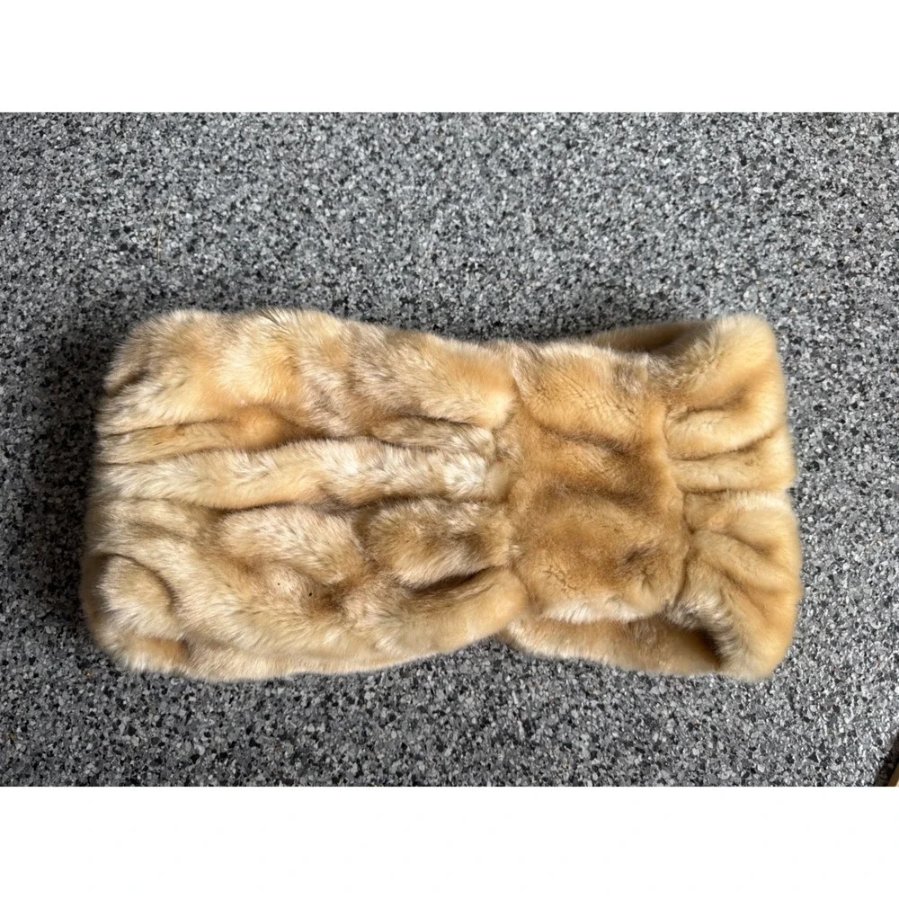Brooks Brothers Faux Fur Snood Infinity Scarf Honey Tan Luxury Winter Wrap